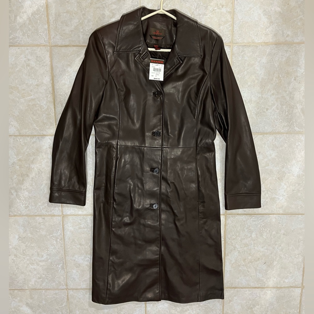 Long Chocolate Italian Leather Jacket